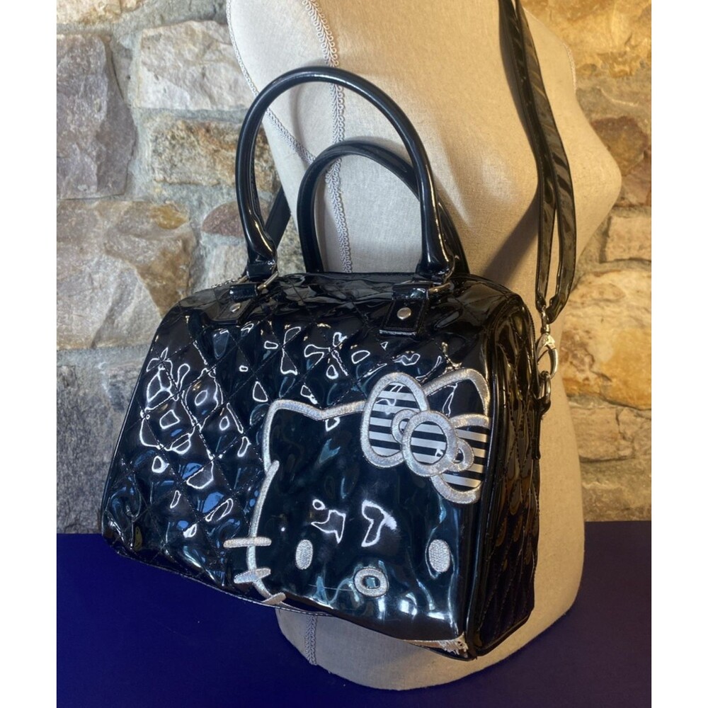 Loungefly Sanrio Hello Kitty Black Silver Purse Embossed Handbag Crossbody Boxy